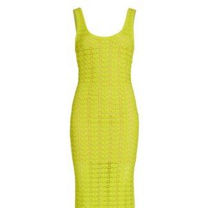 Alice + Olivia Veronique Crochet Tank Midi Dress - Lemon Sorbet, Small